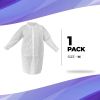 AMZ Medical Supply Disposable Lab Coats for Adults Medium, White Polypropylene Lab Coats Disposable 1 Pack, Durable 35 GSM Disposable Lab Coats with L