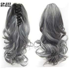 Long Wave Ponytail Wrap Around Ponytail Clip In Hair Headwear Gray Hairpiece Natural Extensions (Option: M1gray)