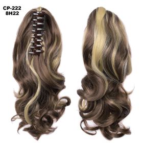 Long Wave Ponytail Wrap Around Ponytail Clip In Hair Headwear Gray Hairpiece Natural Extensions (Option: 8H22)