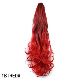 Colorful Gradient Color Clip Ponytail Wig (Option: Black scarlet)