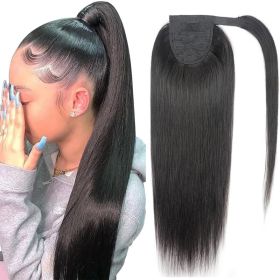 Natural Black Velcro Ponytail Straight Hair Wig (Option: Black-30inch)