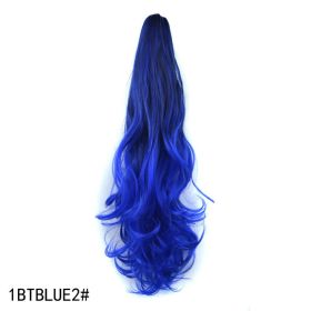 Colorful Gradient Color Clip Ponytail Wig (Option: Black royal blue)