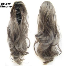 Long Wave Ponytail Wrap Around Ponytail Clip In Hair Headwear Gray Hairpiece Natural Extensions (Option: Dimgray)