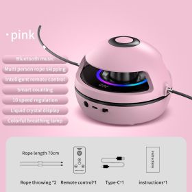 10-level Speed Regulation Intelligent Remote Control Rope Skipping Machine LED Seven-color Lights Wireless Bluetooth Counting Music Function Intellige (Color: Pink)