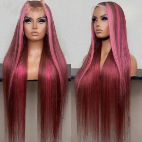 Piano Straight Highlight Wig  Brown Straight (Option: 6x6 Wig180-32inch)